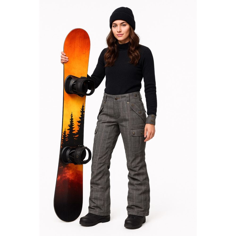 Vintage Y2K Betty Rides Women’s Ski Snowboard Pants Large Gray Plaid Insulated